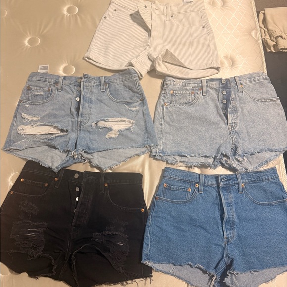 Levi's Pants - Levi's Women's Jean Shorts - 501 White, Light Blue, Black, Blue